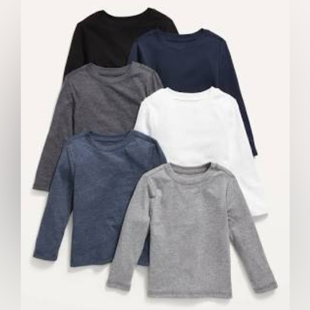 NWT Old Navy Long Sleeve T-Shirt 6-Pack - Neutral Solids - 12-18M